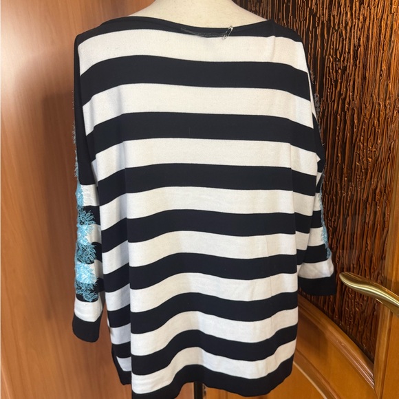 Ermanno Scervino lace embroidered oversized cotton Striped Sweater Sz XL - Picture 12 of 16